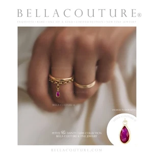 $495 NEW 14K YELLOW GOLD NATURAL RUBY VICTORIAN VTG TEARDROP CHAIN RING 6 7 8 9 - Picture 1 of 24