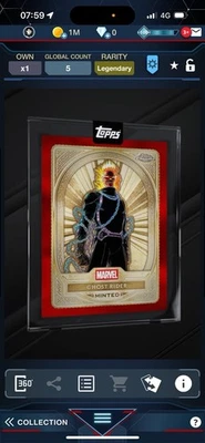 Topps Marvel Collect -5cc Legendary Ghost Rider - Minted Red Chrome Gold Encased - Image 1 of 2