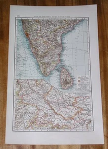 1904 ANTIQUE MAP OF SOUTHERN BRITISH INDIA / MADRAS CHENNAI CEYLON SRI LANKA - Picture 1 of 3