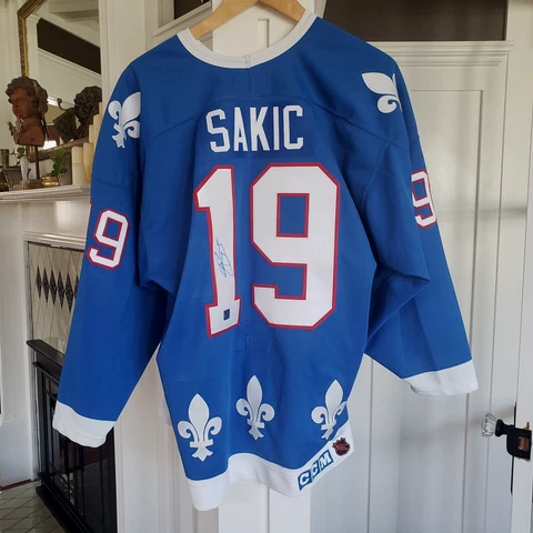 Signed 1991/92 Quebec Nordiques Joe Sakic  CCM Pro Jersey  sz 52 Fight strap COA Cover