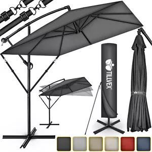 tillvex® Parasol Ø 330 cm rectangulaire parasol de feu parasol de jardin parasol de marché - Photo 1/49
