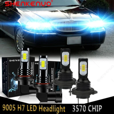 For Lincoln Town Car 2003-2011 High/Low Beam LED Headlight Bulbs 8000K Combo Kit - Image 1 of 4
