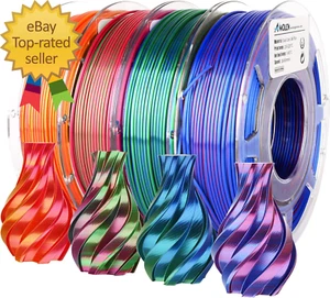 Pacchetto filamento stampante 3D, filamento PLA 1,75 mm, filamento doppio colore, rosso seta G - Foto 1 di 12