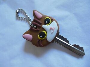 Brown  CAT   ** Key Cover 3-D keychain *{ soft silicone } ** Free  Shipping