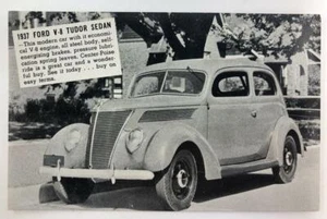 1937 Ford V-8 Tudor Sedan Advertising Postcard Genesee Valley Garage Geneseo NY - Picture 1 of 1