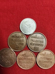 6 ANTIQUE Palestine coins, 1927 , 1941, 1942,1945, 1946, And 1942 Silver * PA 7* - Picture 1 of 10