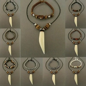 Necklace replica shark tooth pendant bracelet gift set mens boys kids Jewellery - Picture 1 of 15