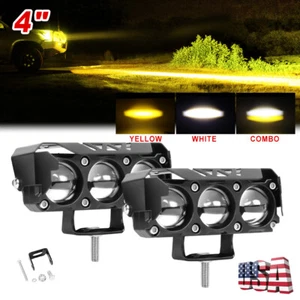 2X 4" 200W LED Work Light Bar White/Yellow Fog Pods Driving OffRoad SUV UTV 4WD - Picture 1 of 9