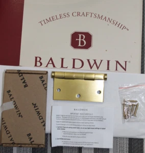 Baldwin Brass Individual Mortise Hinge 1035-060-I Satin Brass & Brown 3.5"x3.5" - Picture 1 of 10