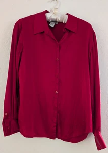 Style&Co. Collection Petite, Size 12P Womens Blouse Long Sleeve 100% Silk - Picture 1 of 24