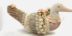 Vintage Wooden Bird - Decorative Flowers Lace Wedding Pink 30cms - Picture 1 of 12