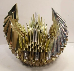 TRAMP PRISON ART FOLDED METALLIC PAPER ORIGAMI 3D GEOMETRIC SCULPTURE - Picture 1 of 24