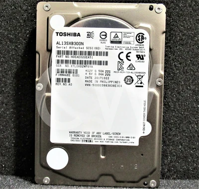 AL13SXB300N TOSHIBA HDEAE02GEA51 300GB 15K RPM 6Gb/s 2.5" SAS HDD Hard Drive - Image 1 of 4