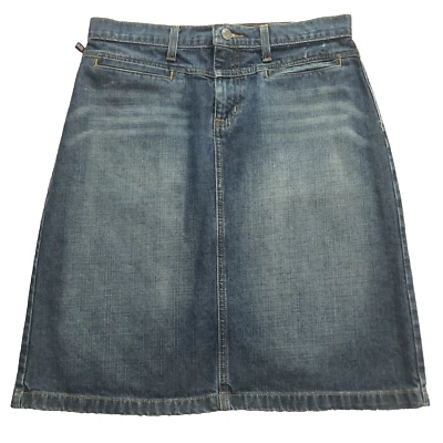 Polo Jeans Co Ralph Lauren Talla 6 Denim Azul Jean Falda Corredor Rodilla Recta Midi Foto 1 de 4