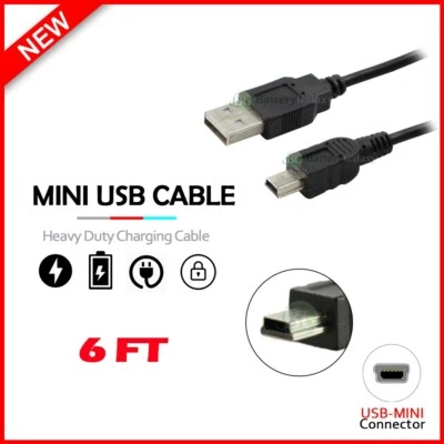6FT USB CAMERA CABLE 6FT CORD USB 2.0 HIGH SPEED TYPE A MALE TO MINI-B 5P MALE - Image 1 of 4