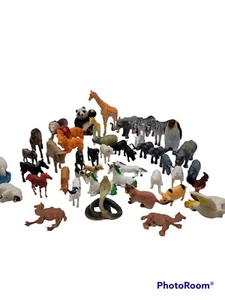Mini giocattoli plastica giungla e fattoria animali elefanti giraffa vintage lotto di 46 - Foto 1 di 9