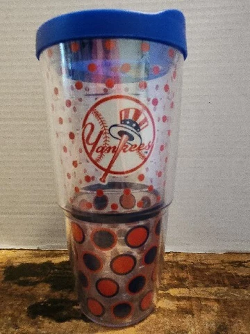 NY Yankees Tervis Tumbler With Lid, Polka Dots,Baseball,MLB,Insulated Tumbler Cover