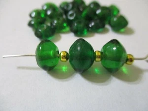 50  Transparent Emerald Green Lampwork  11x8mm Glass Beads Jewelry Crafts   BB18 - Picture 1 of 3