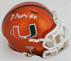 Gregory Rousseau Signed Miami Hurricanes Flash Alternate Speed Mini Helmet w/COA - Picture 1 of 8