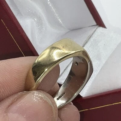 Anillo banda vintage de diamantes de dos tonos de 14K para hombre 11,5 Foto 1 de 4