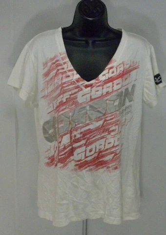 Chase NASCAR Jeff Gordon Racing Womens T-shirt Top XL White V Neck Short Sleeve Cover