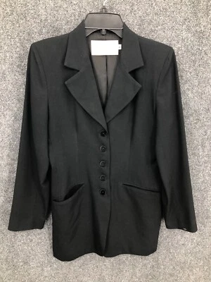 Hugo Buscati Blazer Womens 6 Black Button Front Jacket Modern Minimalist Wool - Image 1 of 4