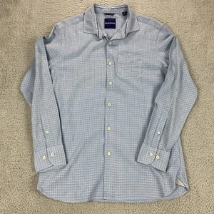Tommy Bahama Shirt Men Size Medium Blue Silk Button Up Houndstooth Long Sleeve - Picture 1 of 7