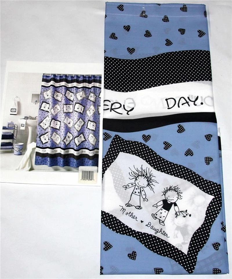 Stick Niños Abrazo Gente Madre Hija Escritura Lunares Corazón Cortina de Ducha Nuevo en Paquete Foto 1 de 1