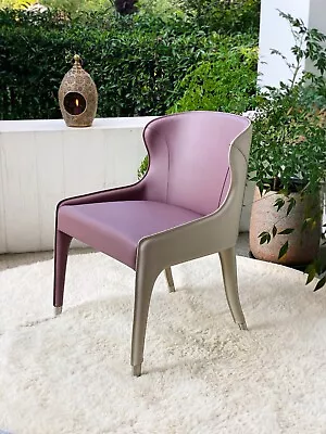 Upholstered Steeple Leather Fabric Chair Armchair Designer Dining Chair Custom - Image 1 of 4