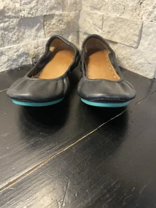 Tieks by Gavrieli Women's Sz US 8 Black Leather Slip On Ballet Flats Teal Stripe - Imagen 1 de 8
