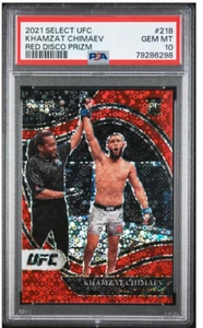 Khamzat Chimaev 2021 Panini Select UFC Red Disco Prizm Octagonside /199 PSA 10๐ - Picture 1 of 1