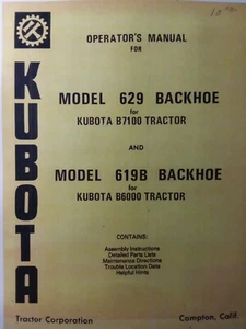 Terna trattore agricolo Kubota B6000 B7100 629 619B implementare manuale proprietario e ricambi - Foto 1 di 2