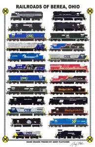 Ferrovie di Berea, Ohio 11"x17" poster ferroviario firmato da Andy Fletcher - Foto 1 di 1