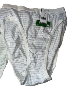 NOS Vtg Panties Brief 80's High French Cut CAROLE Cotton Green White Stripe 6 M - Picture 1 of 11