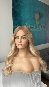 S Cap 68cm Stock 27” European Rooted Warm Blonde Silk Top Long Hair Hand Tied - Picture 1 of 19