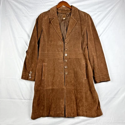 Chaqueta Abrigo Vintage Años 70 80 Gamuza Cuero Trench Marrón Boho Clásico Dinero Antiguo Foto 1 de 4