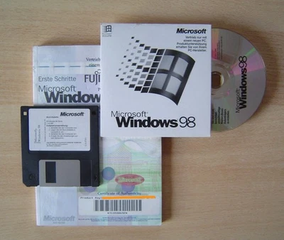Windows 98 ✶ deutsche Vollversion ✶ CD + Key + Startdiskette + Handbuch ! - Bild 1 von 4