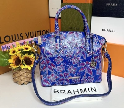 🆕¡NUEVO CON ETIQUETAS! Bolso de Cuero Genuino Brahmin Duxbury Sachel Vista Azul Torrone Foto 1 de 4