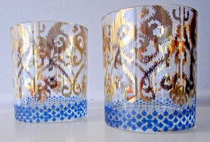 ANTHROPOLOGIE PATINA VIE Rocks Lowball Double Old Fashioned Glasses~EX COND - Picture 1 of 6