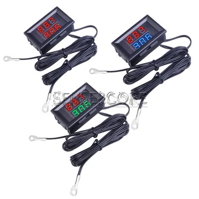 DC4-28V Dual LED Display Digital Thermometer Waterproof Temperature Sensor NTC - Bild 1 von 4