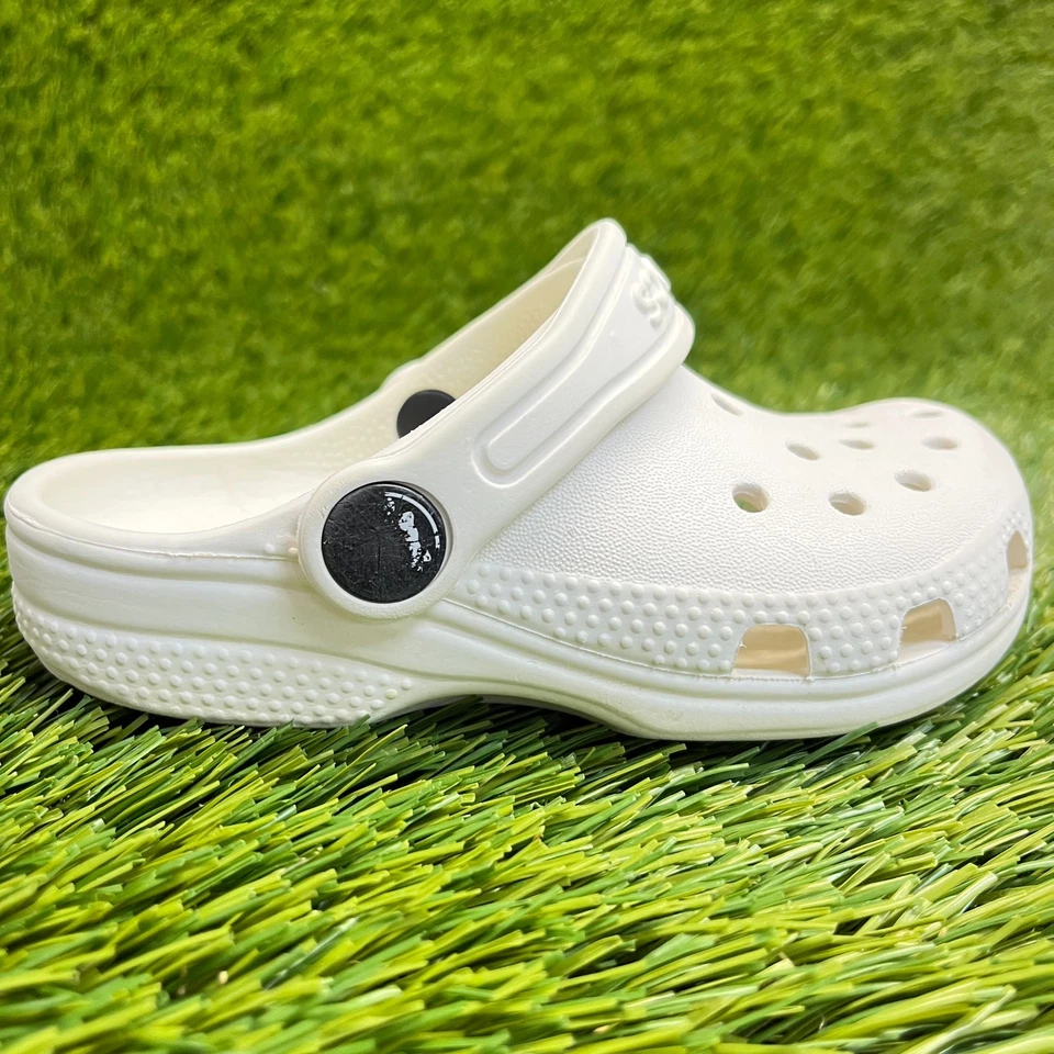 Zueco Crocs Clásico Niños Talla 8C Blanco Playa Caminar Exterior Sandalias Sin Cordones Foto 1 de 4