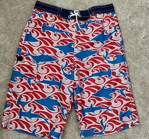 Hanna Andersson Sharks Print Boy's Swim Trunks Size HA 140/US 10 - Picture 1 of 3