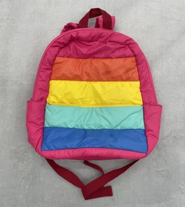 Target Rainbow Puffer Backpack Pink Multi Colorblock – Broken Zipper Pocket - Picture 1 of 8