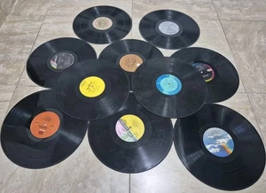 Bulk Lot of 10 Ten 12" 33 RPM Vinyl Records For Crafts & Decorating w Sleeves - Picture 1 of 3