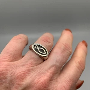 .925 Sterling Silber Jesus Fisch Ring Antik Größe 7, 4,3 g. - Bild 1 von 10