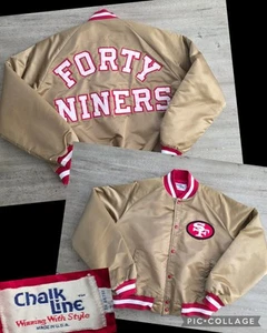 Vintage 80s Chalkline San Francisco 49ers Satin Bomber Jacket Sz XL Made In USA - Picture 1 of 15