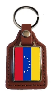 Venezuela 7 Estrellas Cuero Marrón Cuadrado Llavero En Una Bolsa De Regalo Terciopelo - Imagen 1 de 3