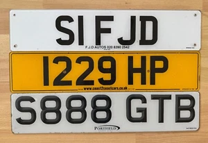 THREE used UK Cherished Vanity Number License Licence Plates ideal home bar - Picture 1 of 2