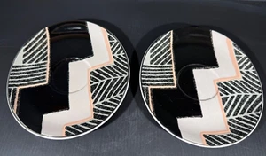 Set Of 2 Vintage Larry Laslo Dimension Black Oval Saucers - Picture 1 of 5