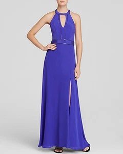 NICOLE MILLER KEYHOLE CHAIN TRIM SLIT FRONT DRESS GOWN $440 CA10067 - Imagen 1 de 3